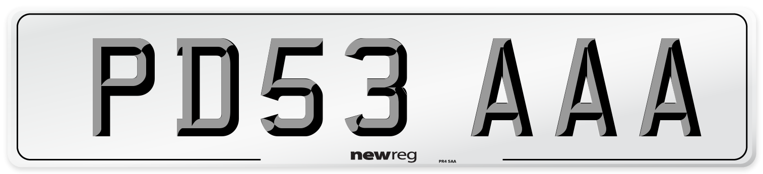 PD53 AAA Number Plate from New Reg